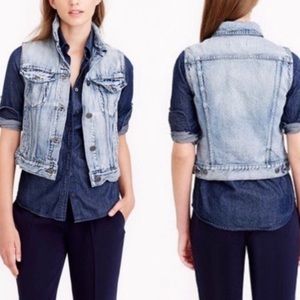 J. Crew Indigo Denim Vest Fitted Button Front Sz S